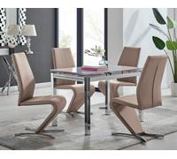 Furniturebox Uk Enna White Glass Extending Dining Table And 4 Cappuccino Willow Chairs
