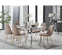 Furniturebox Uk Enna White Glass Extending Dining Table And 6 Cappuccino Corona Gold Leg Chairs