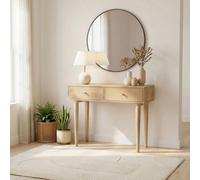 FurnitureboxUK Everest Rectangle White Oak Wood 2 Drawer Console Table in Light Brown FurnitureboxUK Light Brown