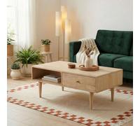 FurnitureboxUK Everest Rectangle White Oak Wood Storage Coffee Table in Light Brown FurnitureboxUK Light Brown