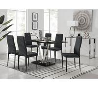 Furniturebox Uk Florini V Black Dining Table And 6 Black Milan Black Leg Chairs