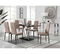 Furniturebox Uk Florini V Black Dining Table And 6 Cappuccino Milan Black Leg Chairs