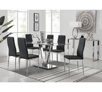 Furniturebox Uk Florini V Grey Dining Table And 6 Black Milan Chairs