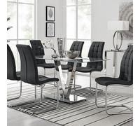 Furniturebox Uk Florini V Grey Dining Table And 6 Black Murano Chairs