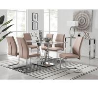 Furniturebox Uk Florini V Grey Dining Table And 6 Cappuccino Lorenzo Chairs