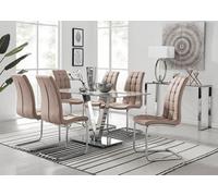 Furniturebox Uk Florini V Grey Dining Table And 6 Cappuccino Murano Chairs