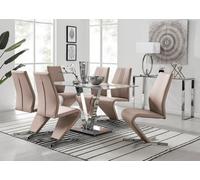 Furniturebox Uk Florini V Grey Dining Table And 6 Cappuccino Willow Chairs