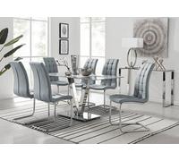 Furniturebox Uk Florini V Grey Dining Table And 6 Grey Murano Chairs