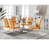 Furniturebox Uk Florini V Grey Dining Table And 6 Mustard Lorenzo Chairs