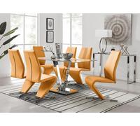 Furniturebox Uk Florini V Grey Dining Table And 6 Mustard Willow Chairs