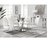 Furniturebox Uk Florini V Grey Dining Table And 6 White Lorenzo Chairs