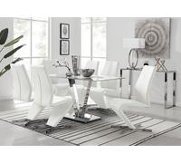 Furniturebox Uk Florini V Grey Dining Table And 6 White Willow Chairs