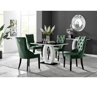Furniturebox Uk Giovani 4 Black Dining Table & 4 Green Belgravia Black Leg Chairs