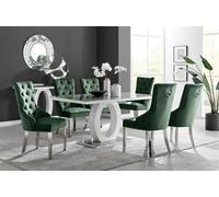 Furniturebox Uk Giovani 6 Grey Table & 6 Green Belgravia Chairs