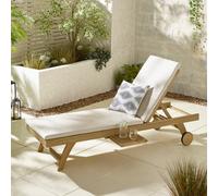Furniturebox Uk Hamburg Wood Garden Sun Lounger With Sliding Side Table