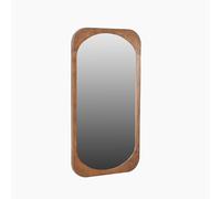 Furniturebox UK Home Accessories, Finley Rectangle Wooden Wall Mirror - 104×65 cm Solid Mango Wood Frame, Walnut Stain, with Oval Glass, Mid-Century Modern Design, Vertical or Horizontal Hanging