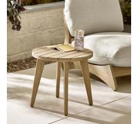 FurnitureboxUK Iko Solid Wood Round Outdoor Indoor Side Table in Light Brown FurnitureboxUK Light Brown
