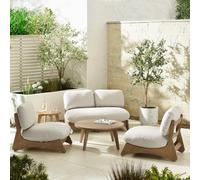 Furniturebox Uk Iko Wood Garden Set: Sofa, 2 Chairs, Coffee & Side Tables