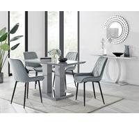 Furniturebox Uk Imperia 4 Grey Dining Table And 4 Grey Pesaro Black Leg Chairs