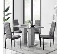 Furniturebox Uk Imperia 4 Grey Dining Table And 4 Grey Velvet Milan Black Leg Chairs