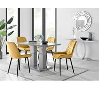 Imperia 4 Grey Dining Table and 4 Pesaro Black Leg Chairs - Mustard
