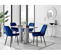 Furniturebox Uk Imperia 4 Grey Dining Table And 4 Navy Pesaro Black Leg Chairs