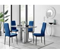 Furniturebox Uk Imperia 4 Grey Dining Table And 4 Navy Velvet Milan Black Leg Chairs
