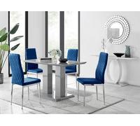 Furniturebox Uk Imperia 4 Grey Dining Table And 4 Navy Velvet Milan Chairs