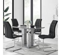 Furniturebox Uk Imperia 4 Modern Grey High Gloss Dining Table And 4 Black Murano Chairs Set