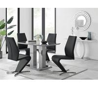 Furniturebox Uk Imperia 4 Modern Grey High Gloss Dining Table And 4 Black Willow Chairs Set