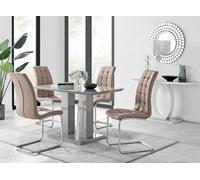 Furniturebox Uk Imperia 4 Modern Grey High Gloss Dining Table And 4 Cappuccino Beige Murano Chairs Set