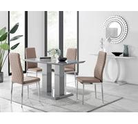 Furniturebox Uk Imperia 4 Modern Grey High Gloss Dining Table And 4 Cappuccino Modern Milan Chairs Set