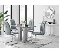 Furniturebox Uk Imperia 4 Modern Grey High Gloss Dining Table And 4 Elephant Grey Murano Chairs Set