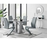 Furniturebox Uk Imperia 4 Modern Grey High Gloss Dining Table And 4 Elephant Grey Willow Chairs Set