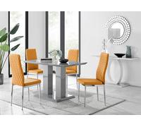 Furniturebox Uk Imperia 4 Modern Grey High Gloss Dining Table And 4 Mustard Modern Milan Chairs Set