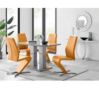 Furniturebox Uk Imperia 4 Modern Grey High Gloss Dining Table And 4 Mustard Willow Chairs Set