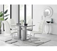 Furniturebox Uk Imperia 4 Modern Grey High Gloss Dining Table And 4 White Murano Chairs Set