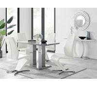 Furniturebox Uk Imperia 4 Modern Grey High Gloss Dining Table And 4 White Willow Chairs Set