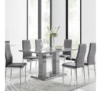 FurnitureboxUK Imperia 6 Grey Dining Table & 6 Velvet Milan Chairs FurnitureboxUK Grey