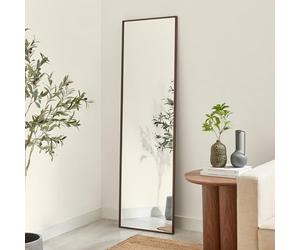 Furniturebox UK Inga Walnut Wood Full Length Wall Mirror 170x50cm Long Rectangle - Real Wooden Veneer Frame - Minimalist Scandi Style - Horizontal or Vertical Hanging - Hallway Bedroom Living Room