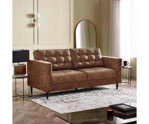 Furniturebox Uk Jenna Tan Faux Leather 3 Seater Sofa