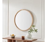FurnitureboxUK Judith Oak Wood Medium 80x80cm Round Wall Mirror in Light Brown | Size: 80x80 cm FurnitureboxUK Light Brown 80x80 cm