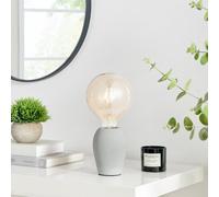 Furniturebox Uk Kayla Industrial Grey Concrete And Smoked Glass Table Lamp