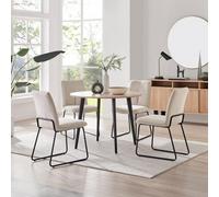 Furniturebox Uk Koko Oak Effect Round Dining Table & 4 Cream Halle Chairs