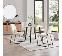 Furniturebox Uk Koko White Melamine Round Dining Table & 4 Cream Halle Chairs