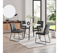 Furniturebox Uk Koko White Melamine Round Dining Table & 4 Dark Grey Halle Chairs
