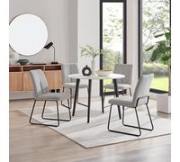 Furniturebox Uk Koko White Melamine Round Dining Table & 4 Light Grey Halle Chairs
