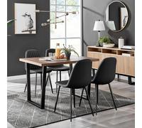 FurnitureboxUK Kylo Brown Wood Effect Dining Table With Black 'U' Legs & 4 Corona Faux Leather Chairs FurnitureboxUK Black