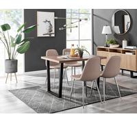 Furniturebox Uk Kylo Brown Wood Effect Dining Table & 4 Cappuccino Corona Silver Chairs
