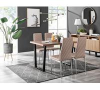 Furniturebox Uk Kylo Brown Wood Effect Dining Table & 4 Cappuccino Milan Chrome Leg Chairs